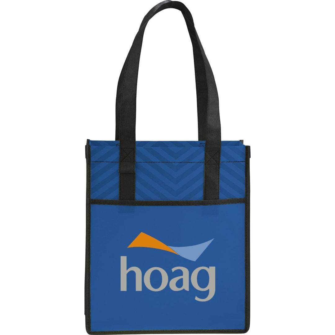 Printed chevron non-woven shopper tote Black miniatura 7