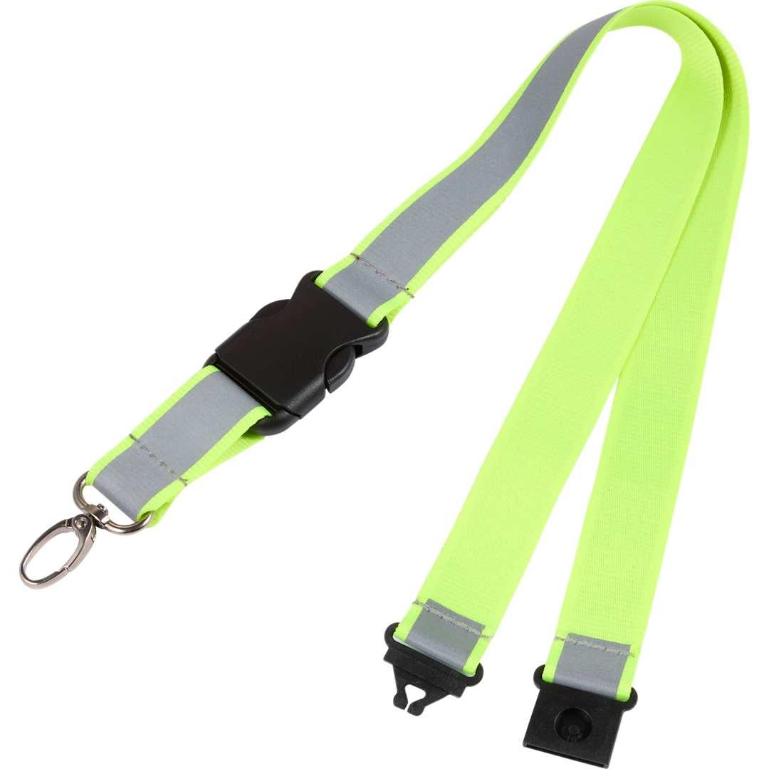 Recycled polyester reflective lanyard Black miniatura 11