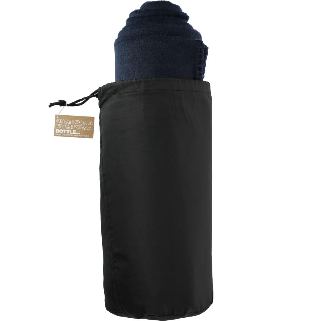 100% Recycled pet fleece blanket with rpet pouch Navy Blue miniatura 17