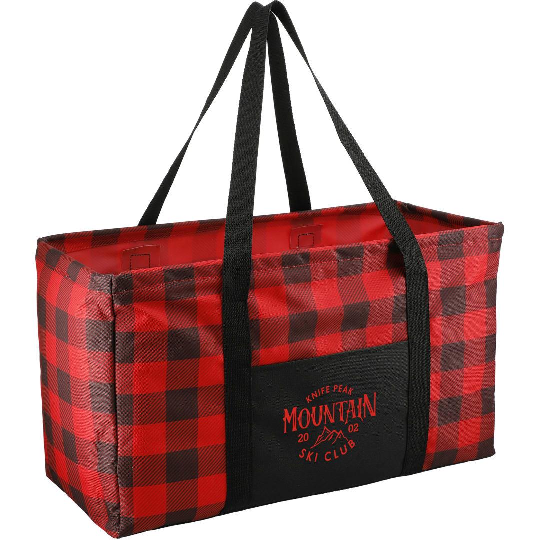 Buffalo plaid utility tote Red miniatura 6