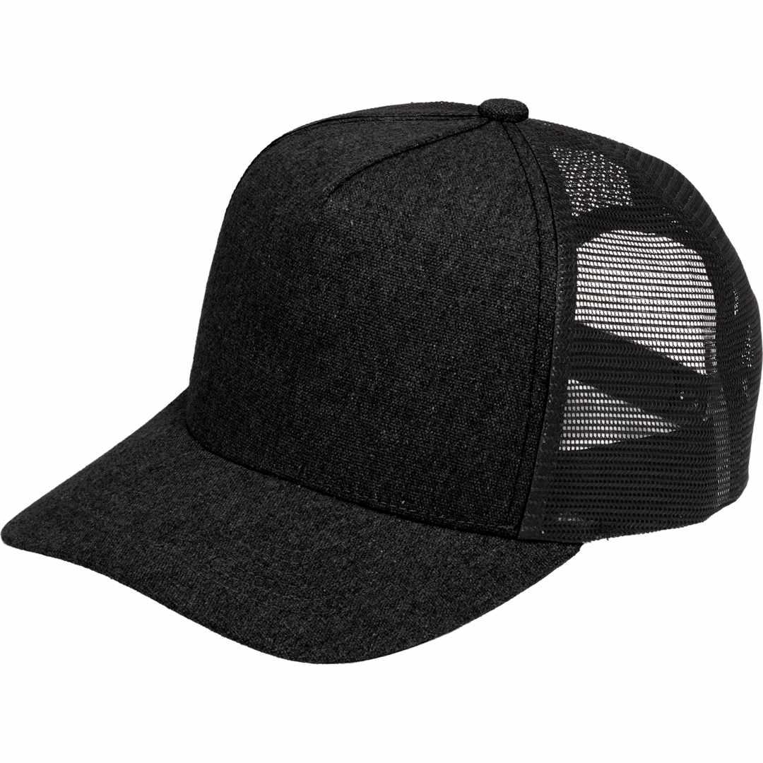 Recycled cotton canvas 5 panel mesh back ballcap Black miniatura 15