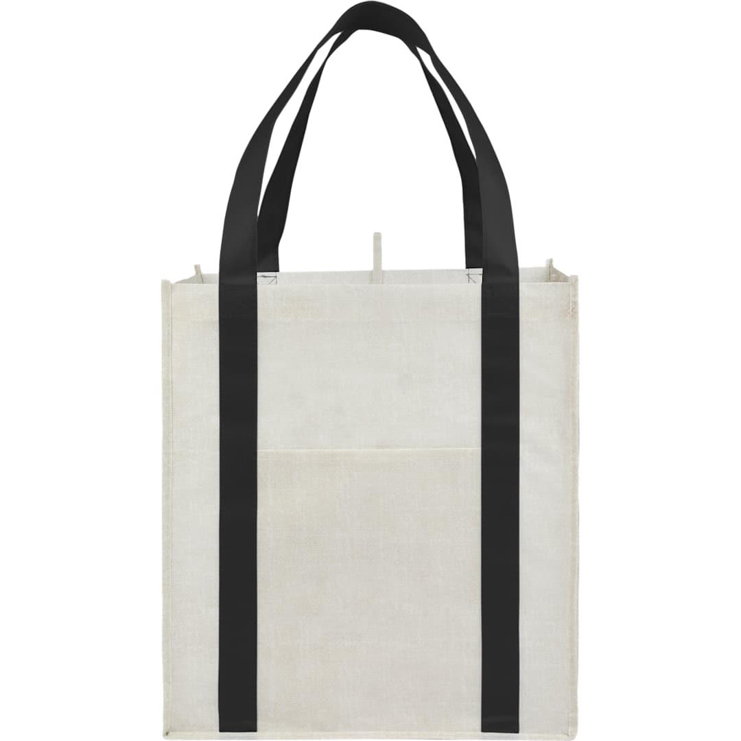 Neptune recycled non-woven grocery tote Black front