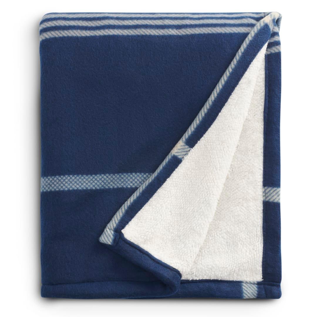 Plaid fleece sherpa blanket Blue miniatura 5