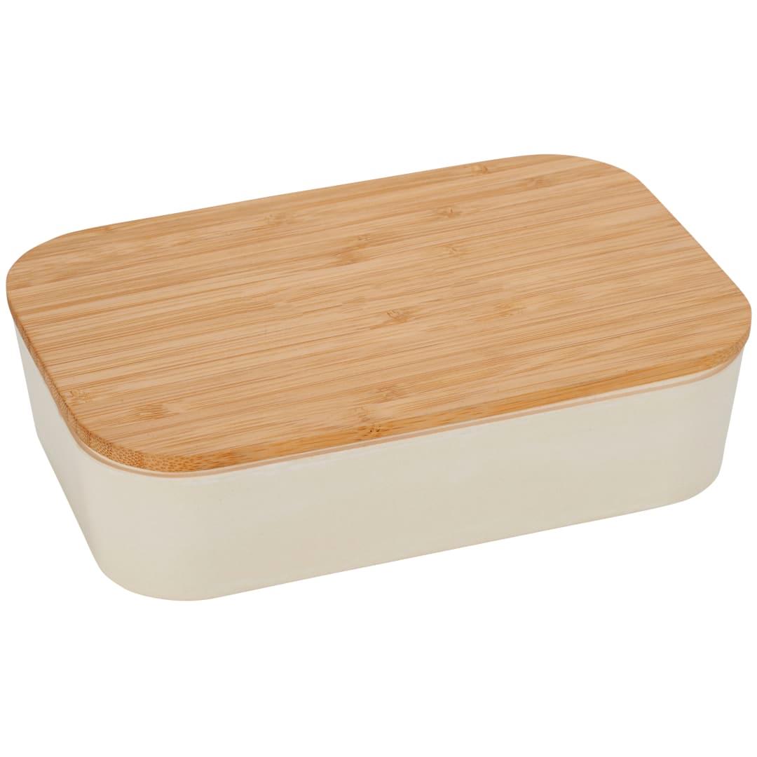 Bamboo fiber lunch box with cutting board lid Beige miniatura 4