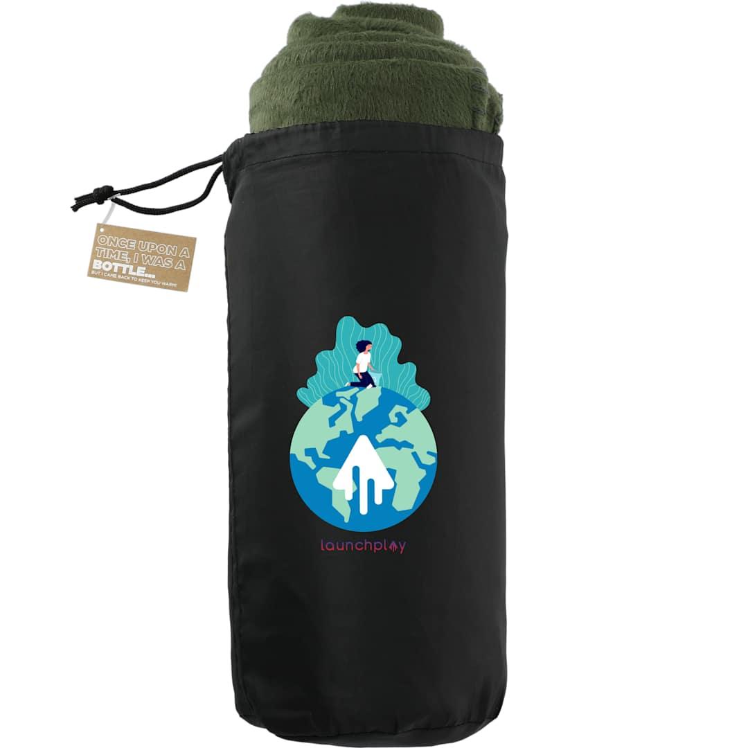 100% Recycled pet fleece blanket with rpet pouch Navy Blue miniatura 11
