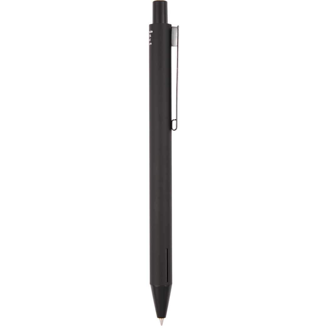 Halo soft touch recycled aluminum gel pen Black front