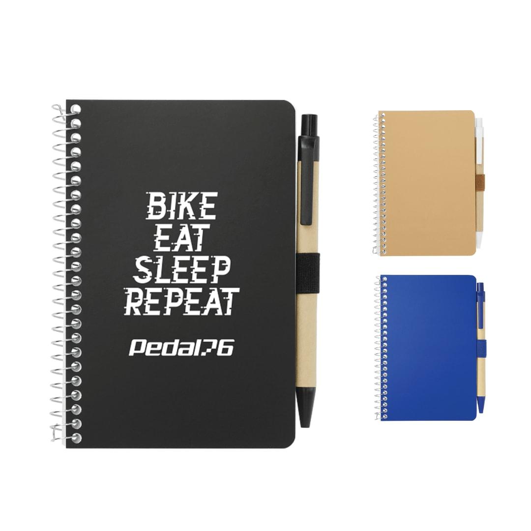 Fsc® mix 4 x 6 pocket spiral notebook with pen Black front