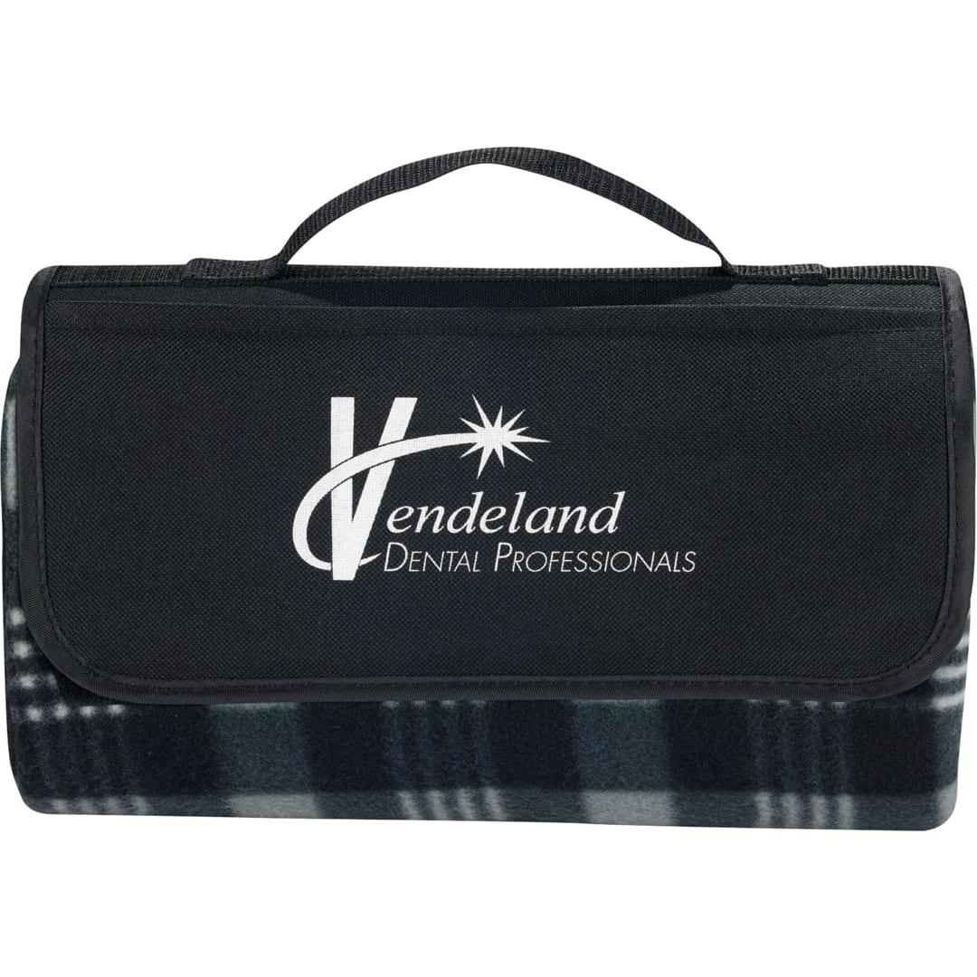 Padded water-resistant fleece picnic blanket Navy Blue miniatura 4