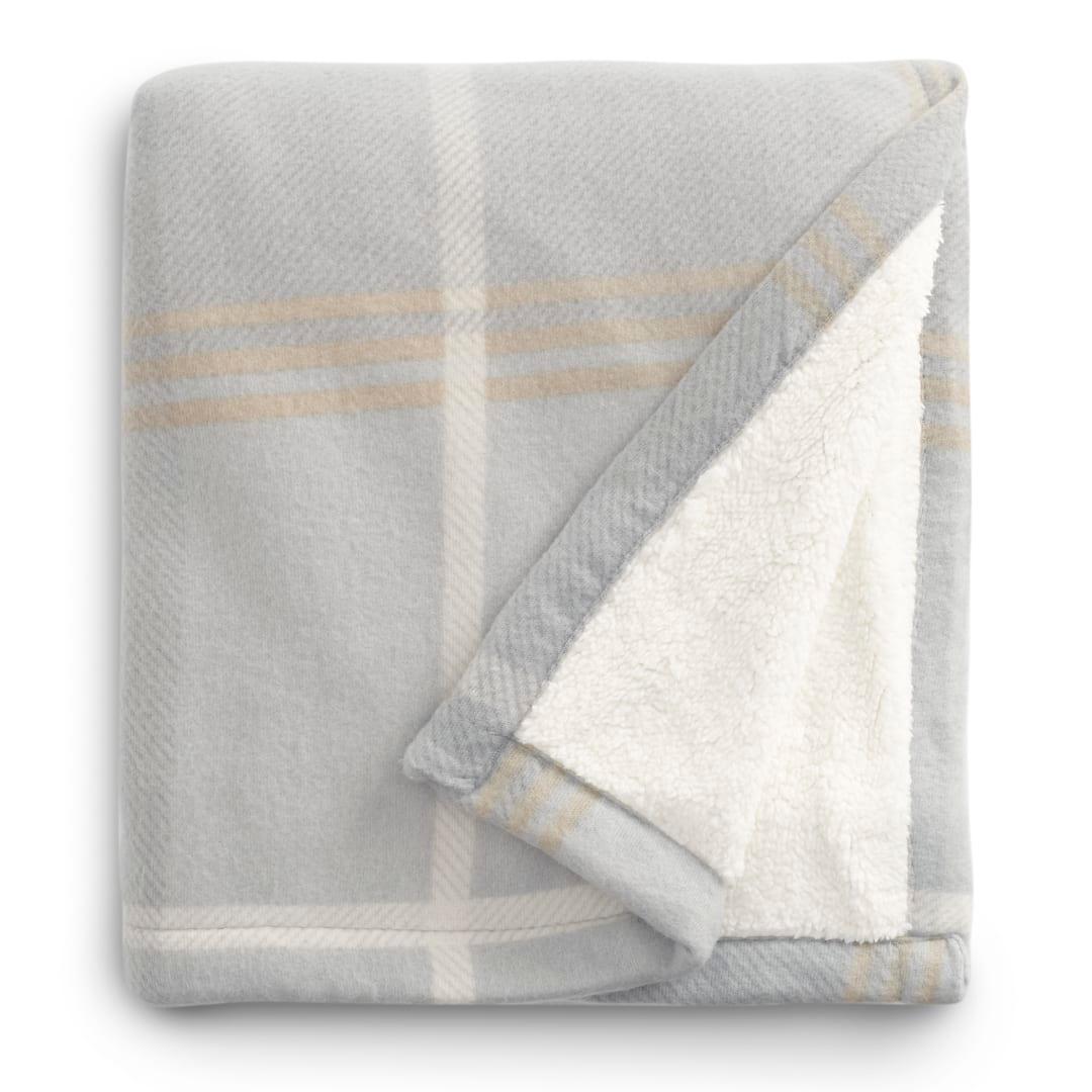 Plaid fleece sherpa blanket Blue miniatura 14