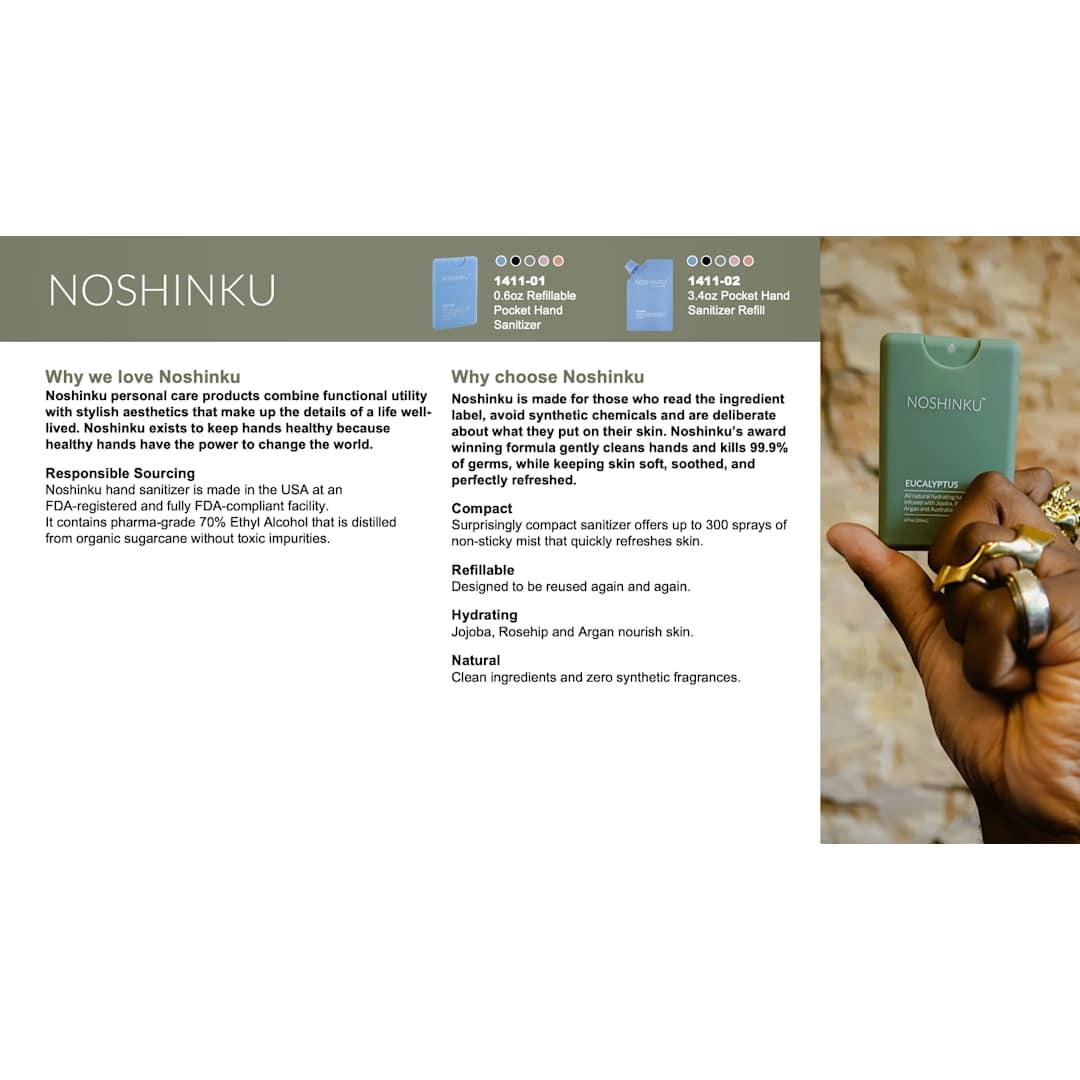 0.67Oz noshinku refillable pocket hand sanitizer Blue front