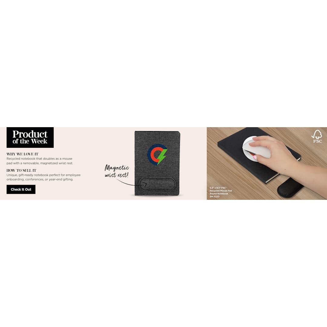 5.5 X 8.5 fsc® recycled mouse pad bound notebook Grey front