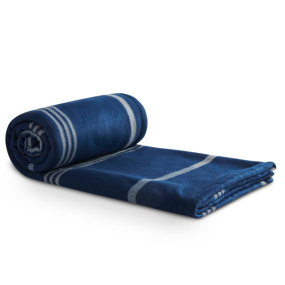 Plaid fleece sherpa blanket Blue front