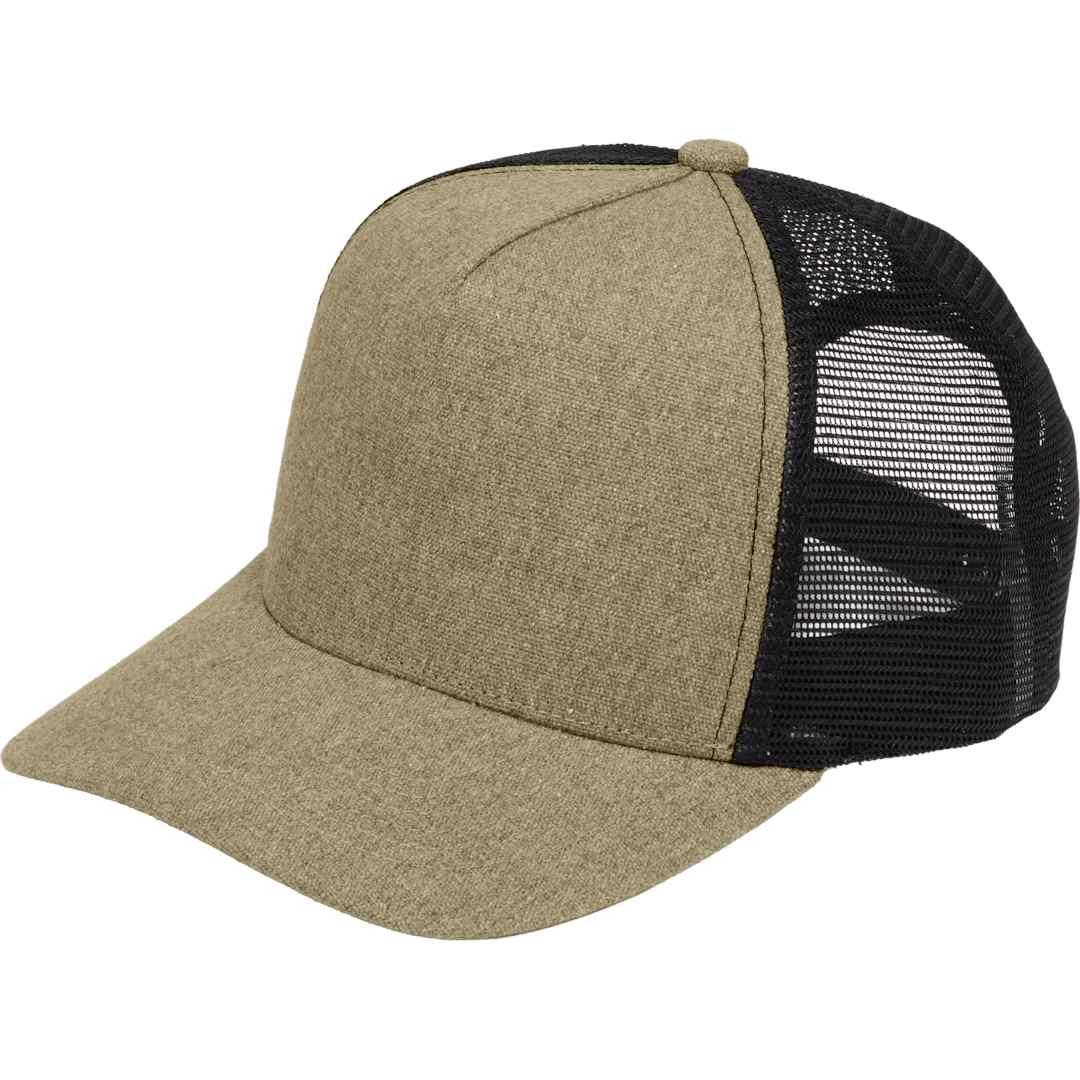 Recycled cotton canvas 5 panel mesh back ballcap Black miniatura 3