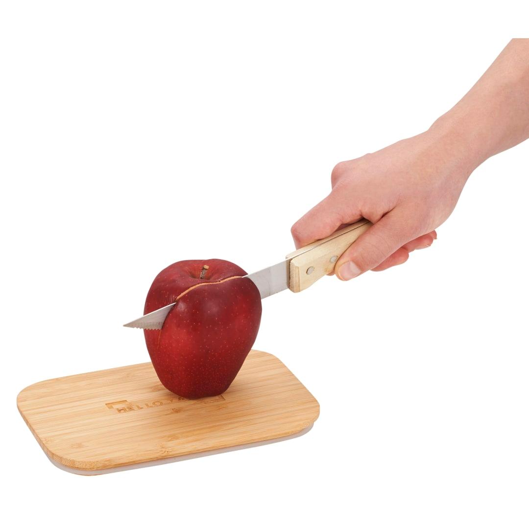 Bamboo fiber lunch box with cutting board lid Beige front