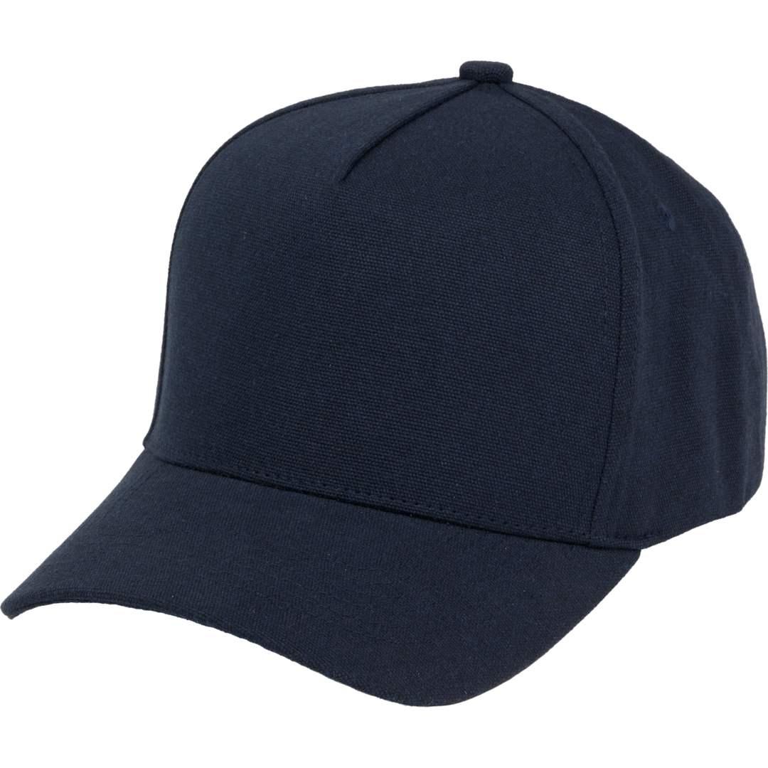 Recycled cotton canvas 5 panel ballcap - unisex Navy Blue front