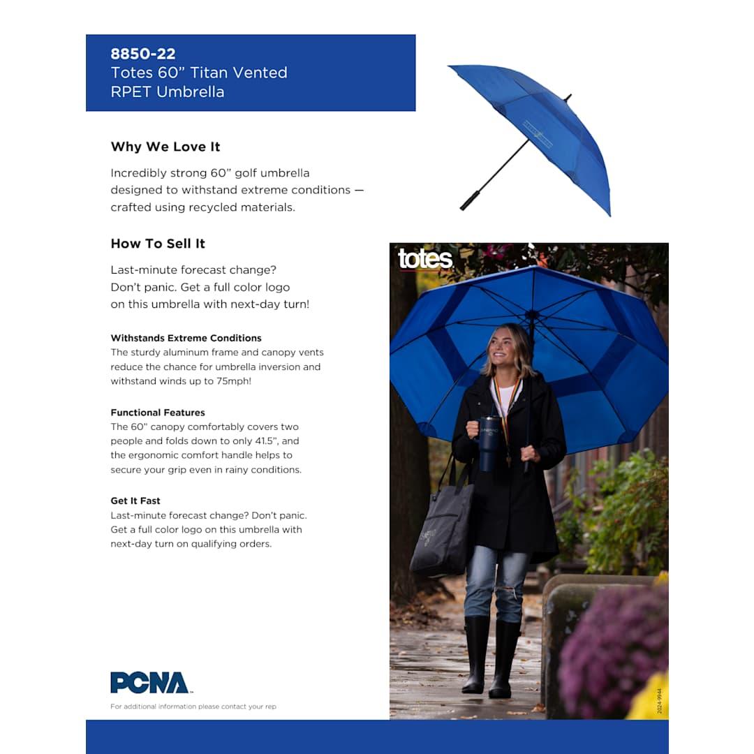 Totes® 60 titan vented rpet umbrella Royal miniatura 15