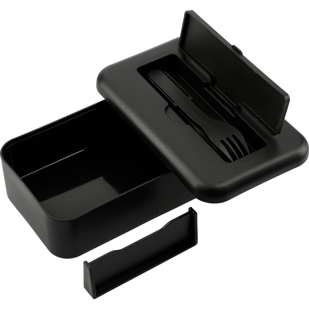 Bamboo fiber lunch box with utensils Black miniatura 6