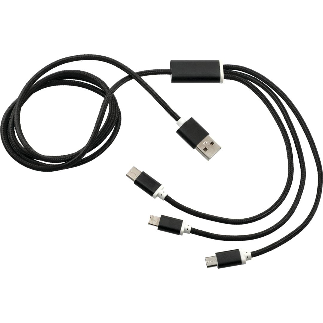 Realm 3-in-1 long charging cable Silver front