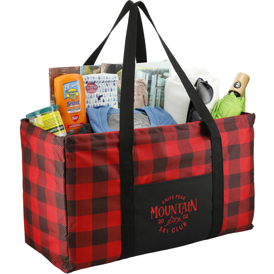 Buffalo plaid utility tote Red miniatura 7