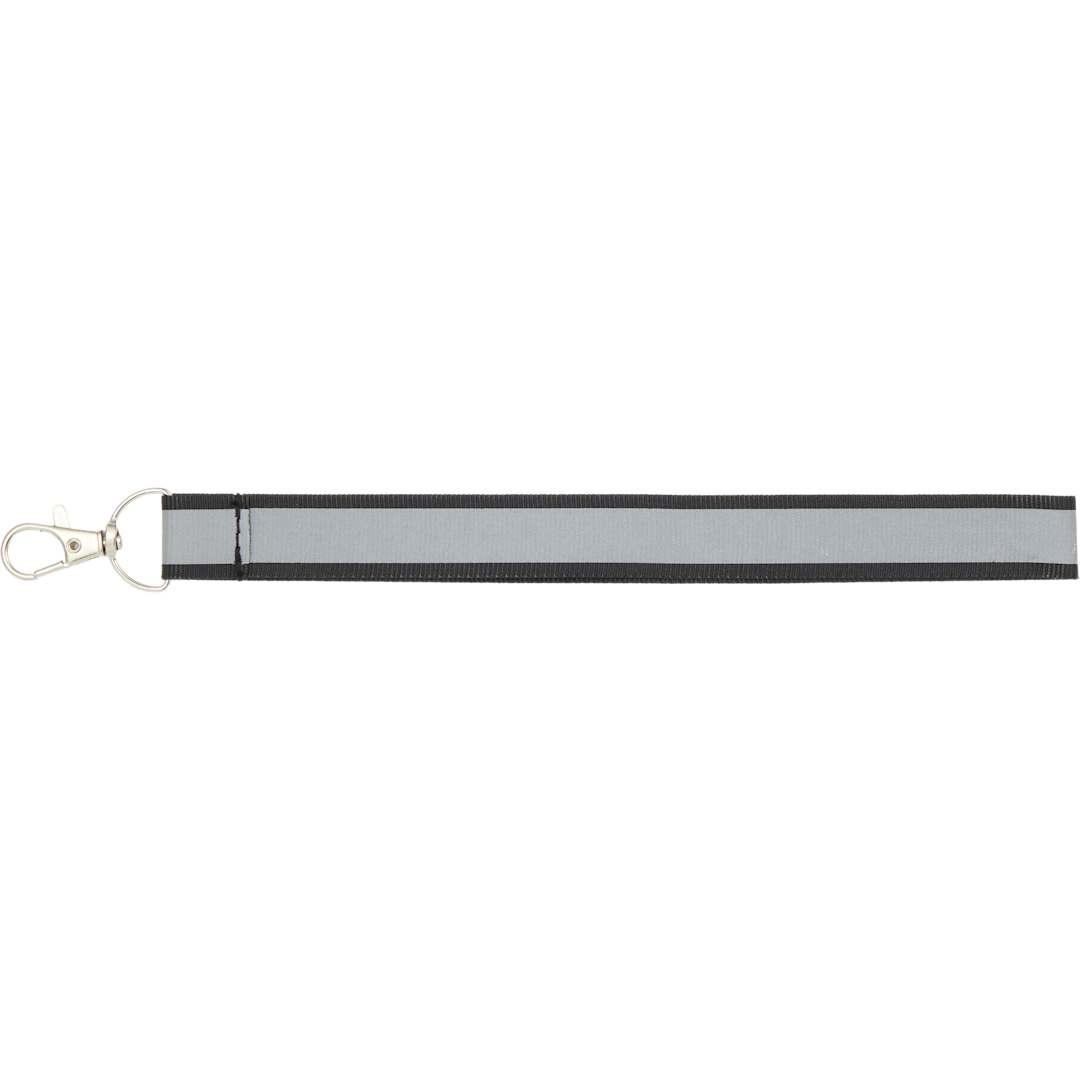 Reflective recycled wrist lanyard Black miniatura 4