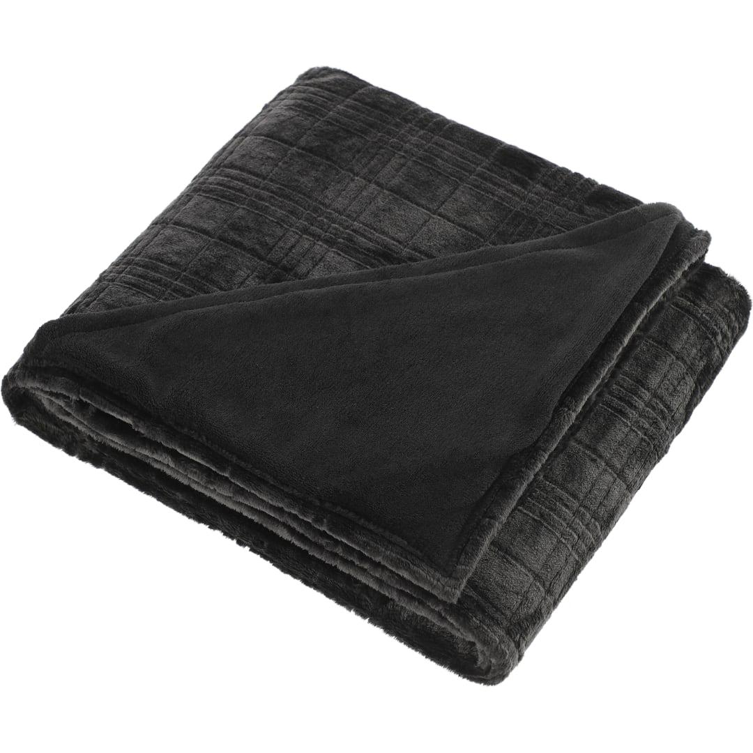 Luxury comfort flannel fleece blanket Black front