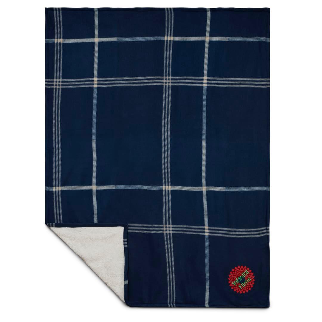 Plaid fleece sherpa blanket Blue miniatura 6