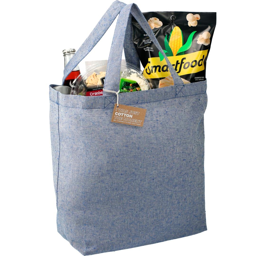 Recycled 5oz cotton twill grocery tote Blue front