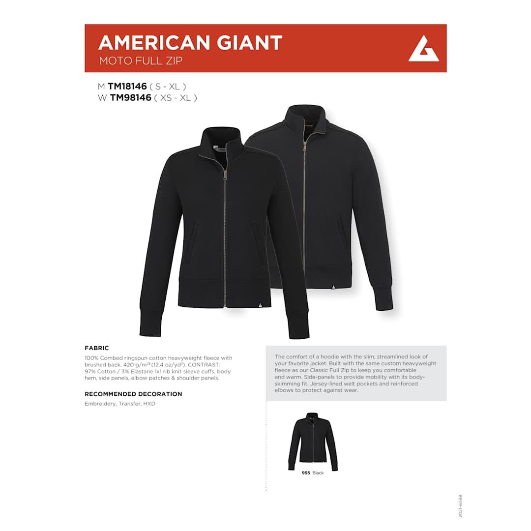 American giant moto full zip - mens Black miniatura 15