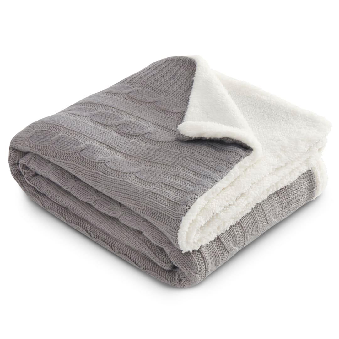 Field & co.® cable knit sherpa blanket Grey miniatura 17