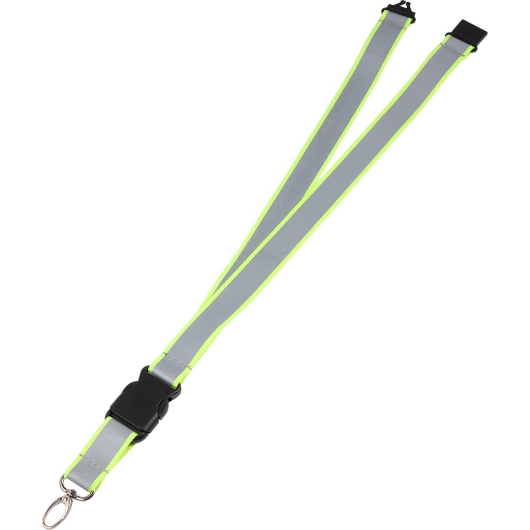 Recycled polyester reflective lanyard Black miniatura 18
