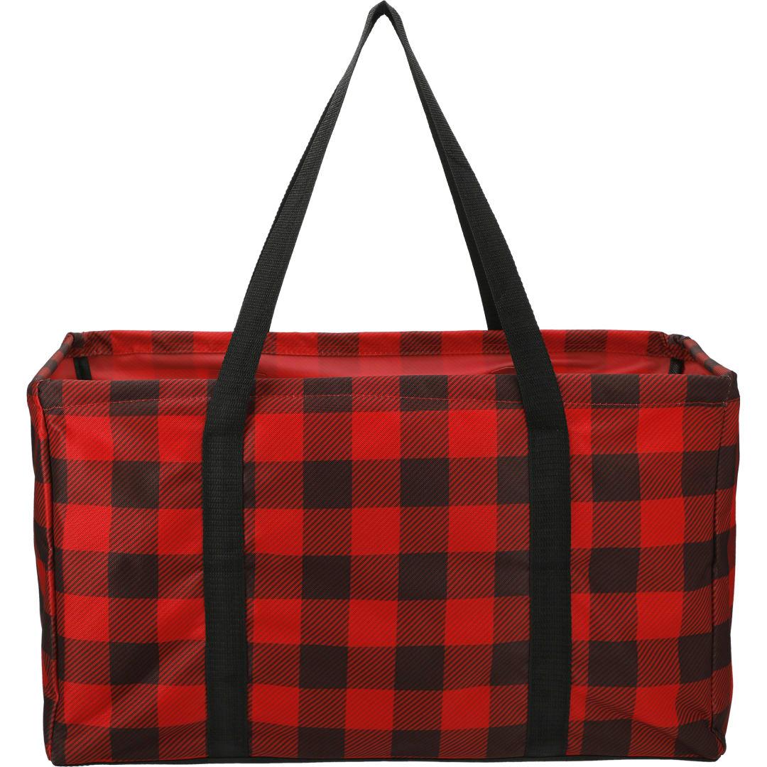 Buffalo plaid utility tote Red front