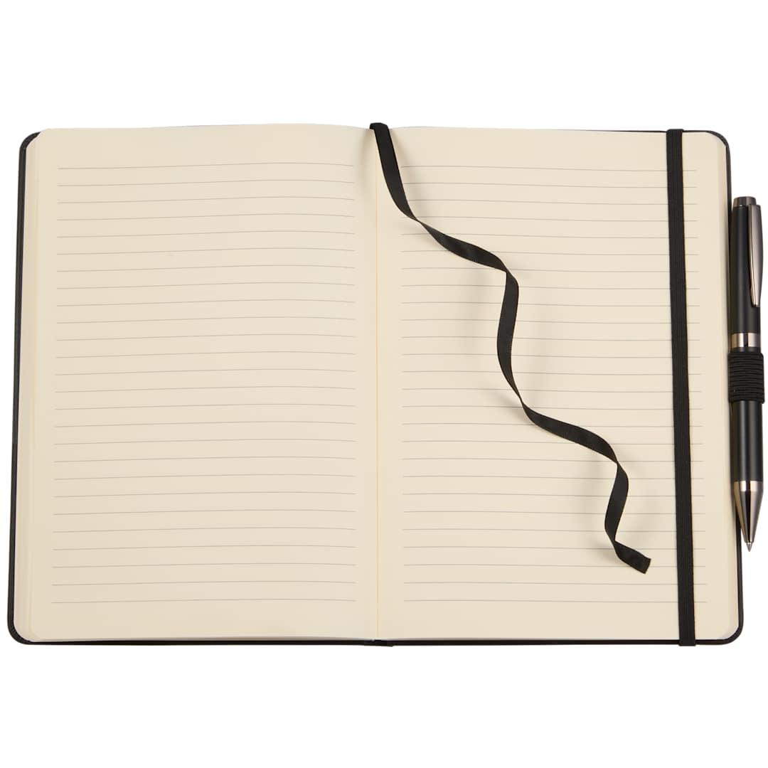5.5X 8.5 fsc® recycled ribbed bound journal Black front