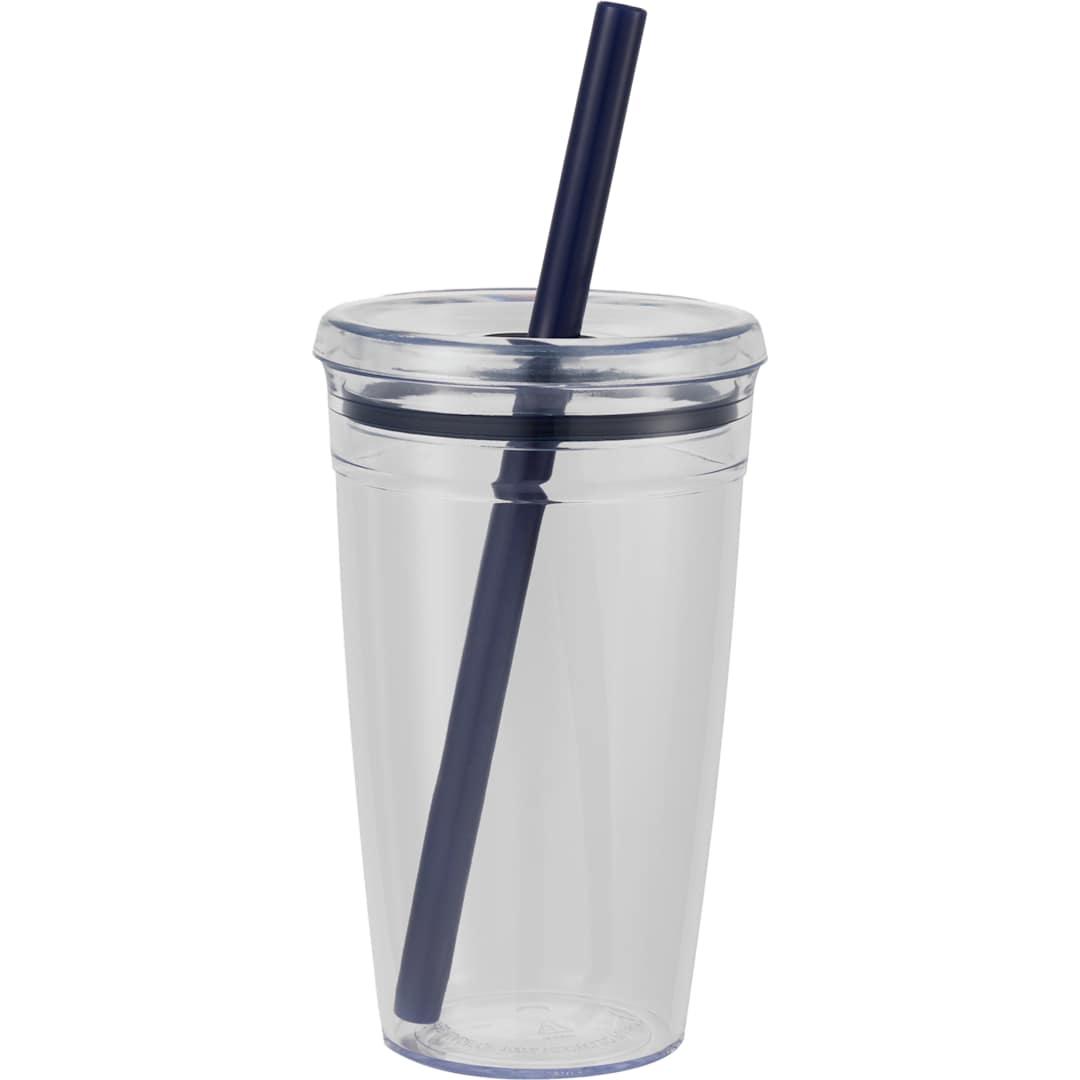 Anna recycled acrylic tumbler w/ straw 15oz Black miniatura 5
