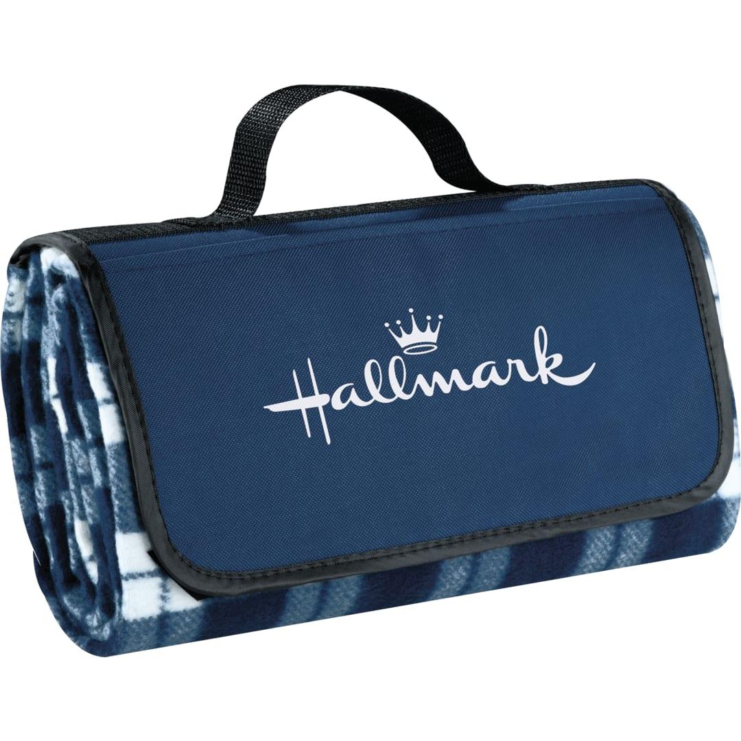 Padded water-resistant fleece picnic blanket Navy Blue miniatura 12