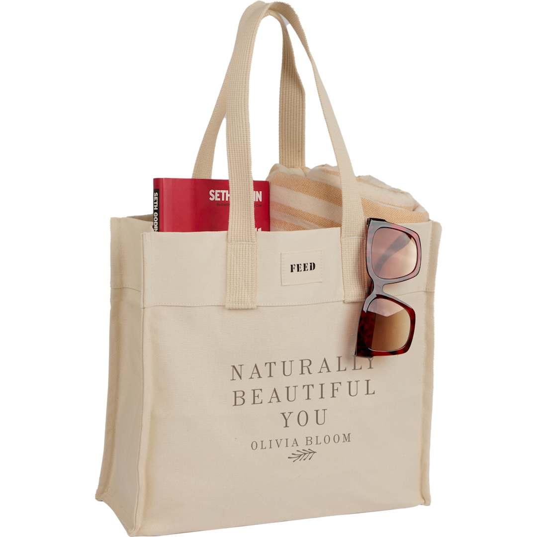 Feed organic cotton market tote Black miniatura 16