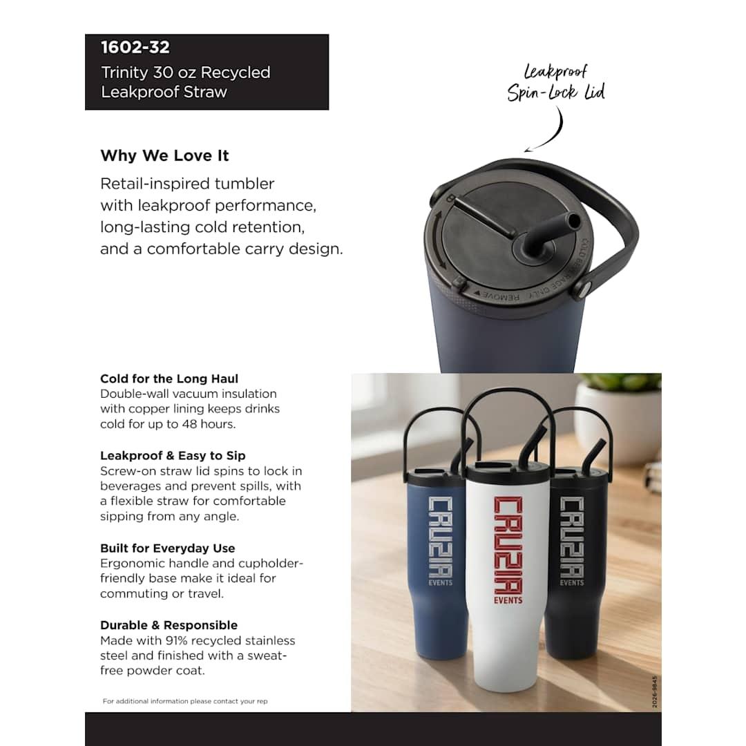 Trinity recycled straw leak proof tumbler 30oz Black miniatura 4