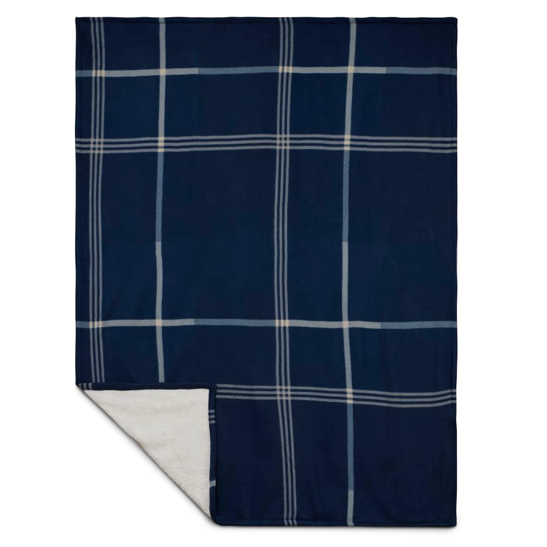 Plaid fleece sherpa blanket Blue miniatura 3