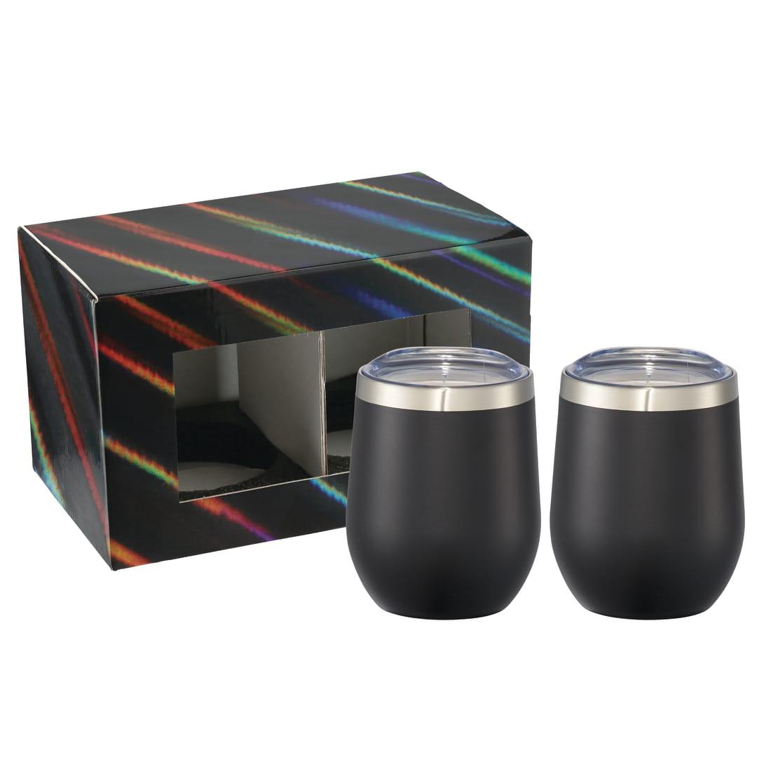 Corzo cup 12oz 2 in 1 gift set Black front
