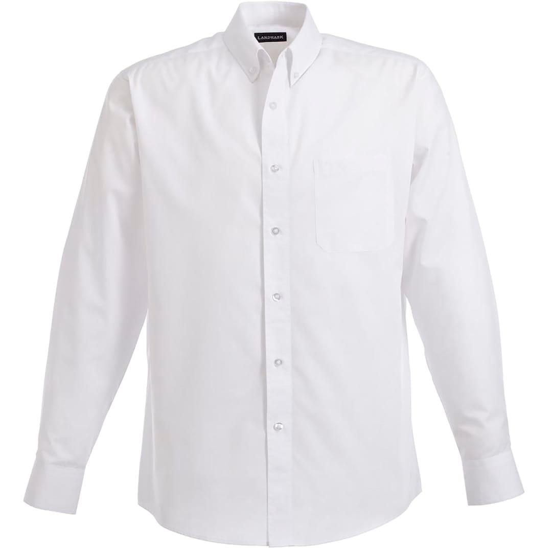 Mens preston long sleeve shirt tall White front