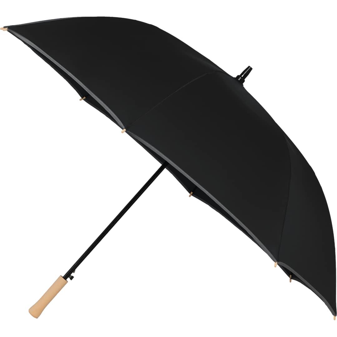 60 Auto open umbrella w/ reflective trim Black thumbnail 2