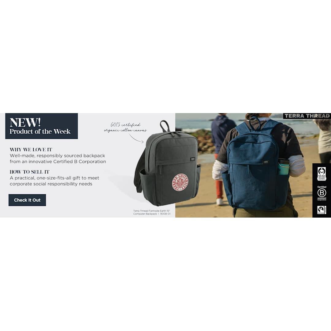 Terra thread fairtrade earth 15 computer backpck Dark Gray front