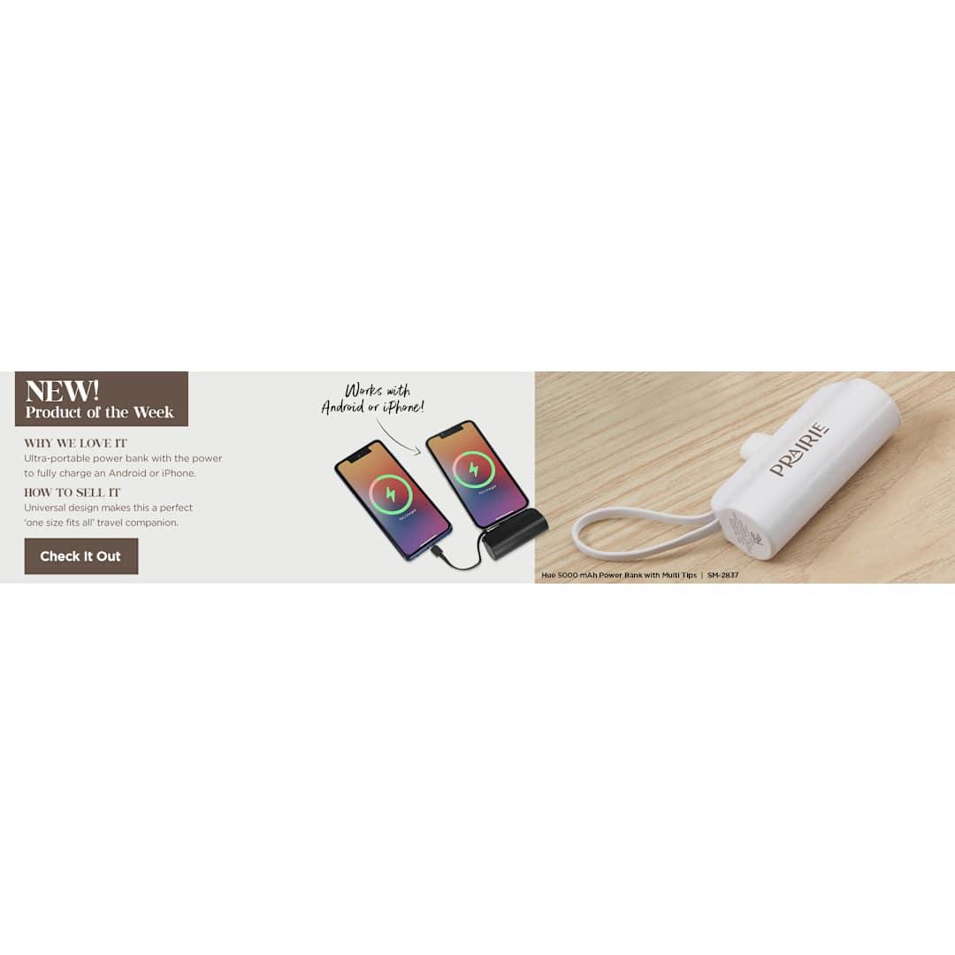 Hue 5000 mah power bank with multi tips Black miniatura 4