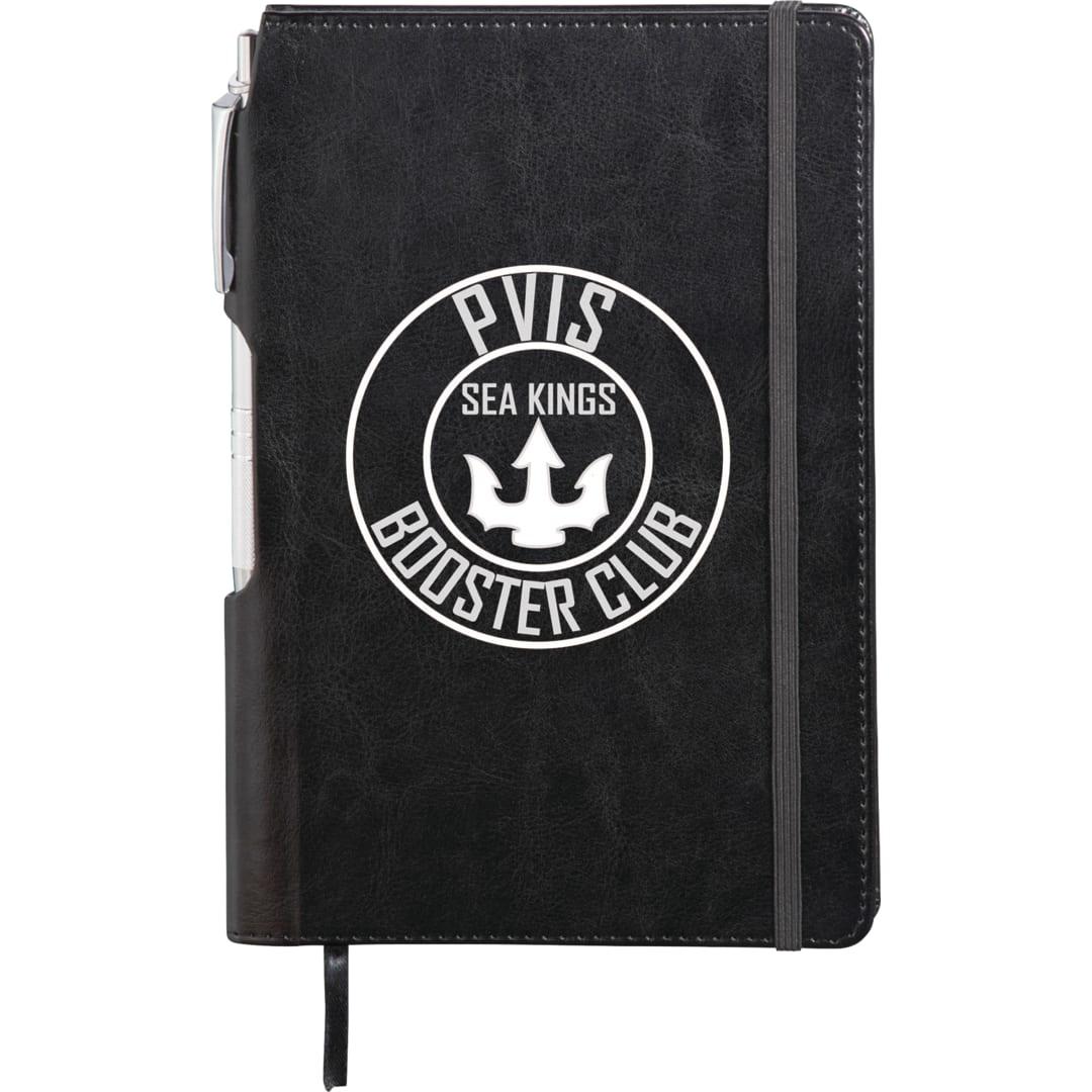 Fsc® mix 6 x 8.5 viola bound notebook with pen Navy Blue miniatura 4