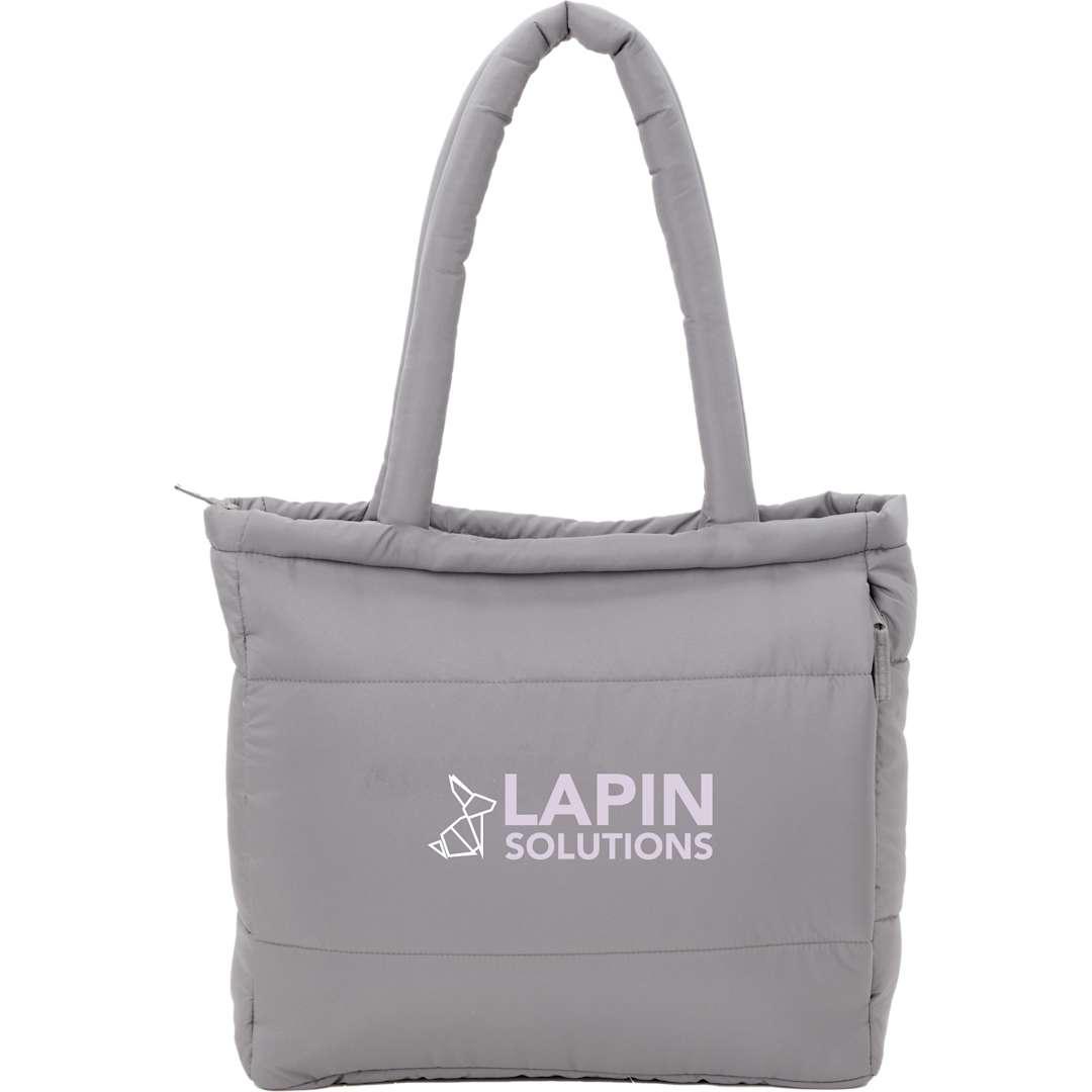 Puffer recycled 15 laptop tote Brown miniatura 11