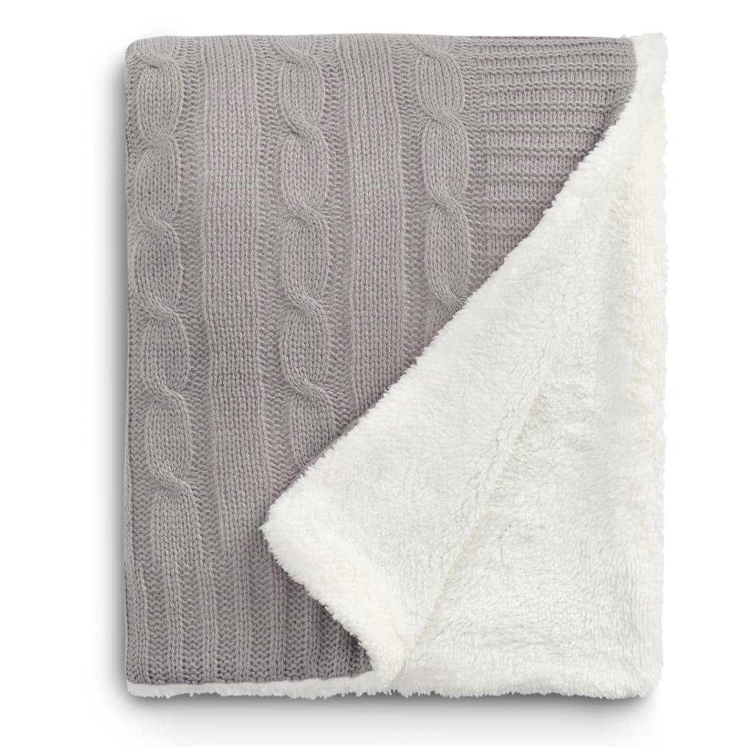 Field & co.® cable knit sherpa blanket Grey miniatura 19