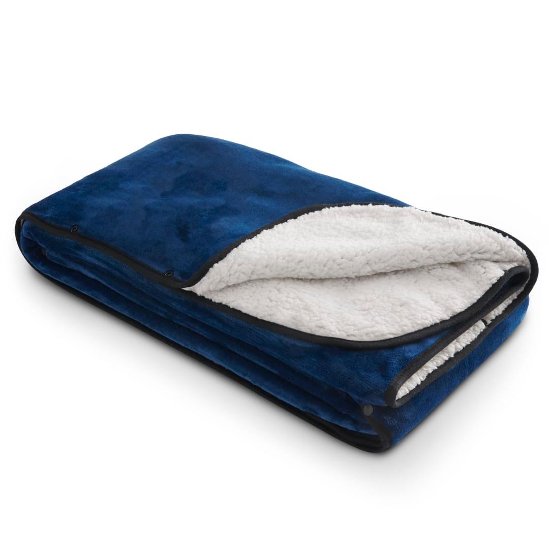 Oversized wearable wfh cozy fleece sherpa blanket Black miniatura 15