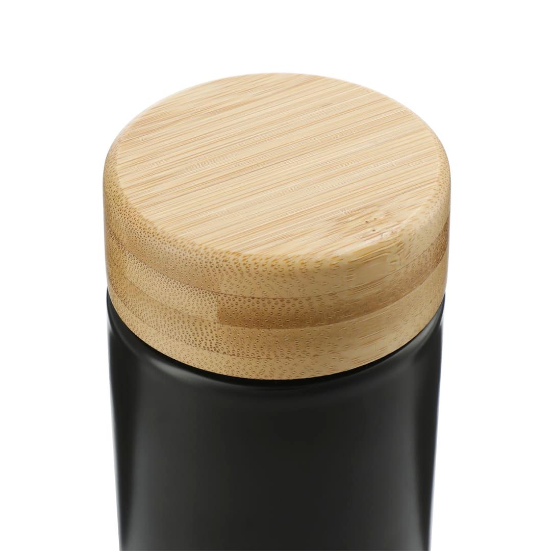 Arlo ceramic tumbler with bamboo lid 11oz Black front