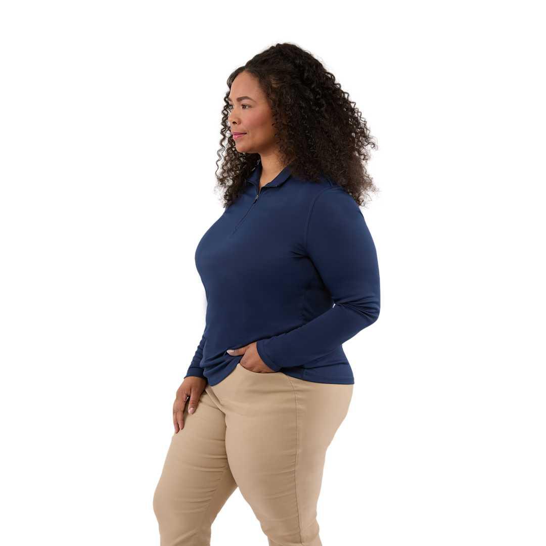 Dara knit quarter zip - womens Navy Blue miniatura 12