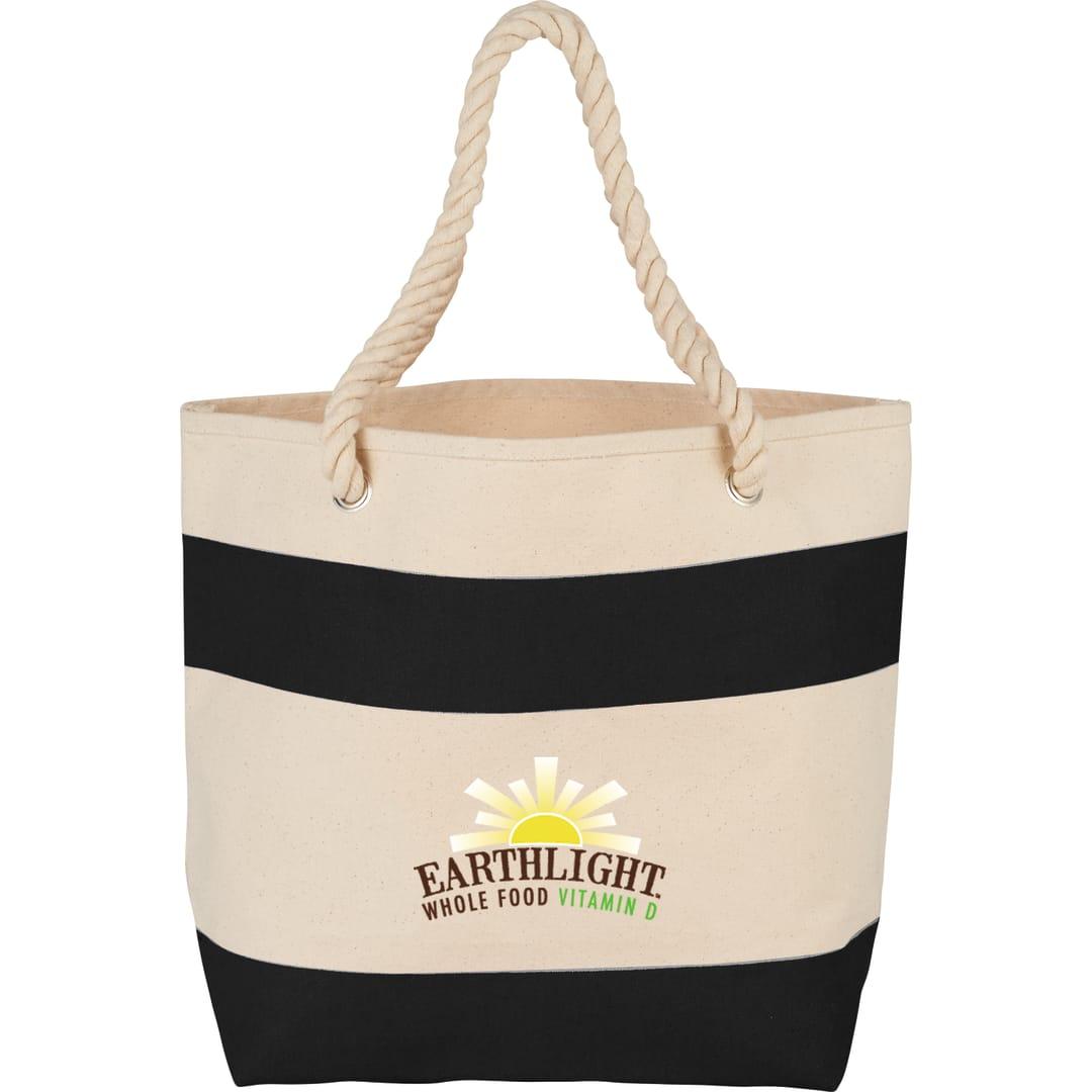 Rope handle 16oz cotton canvas tote Black miniatura 5
