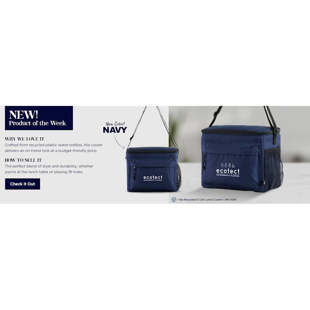 Vila recycled 12 can lunch cooler Graphite front